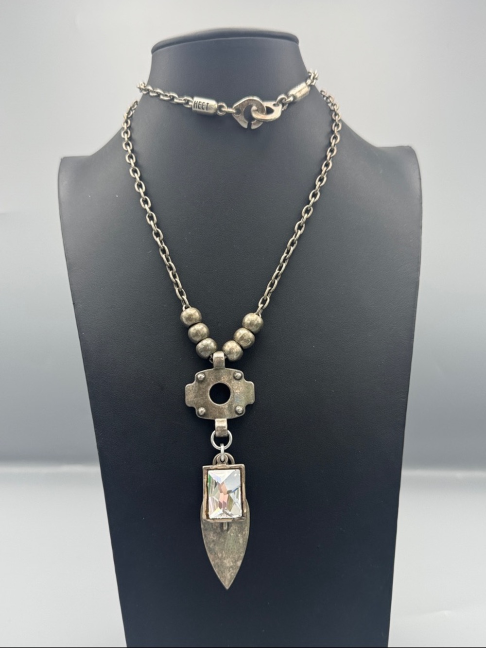 Heet Heet Silver-Tone Pendant Necklace with Clear Crystal Accent